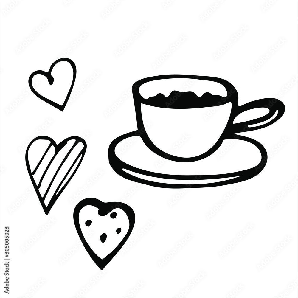 coffee cup plate thin line Stock Vector Image & Art - Alamy-saigonsouth.com.vn