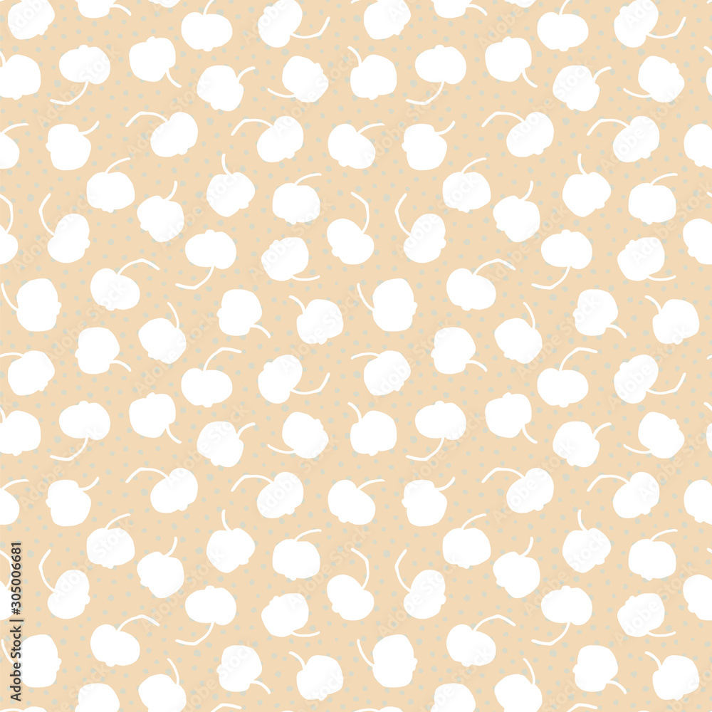 Retro floral apple pattern. Seamless vector background. White cutout apple  shape on dotted background. Ornament for fabric, wallpaper, packaging,  Decorative print. Vintage kitchen background. Stock Vector | Adobe Stock