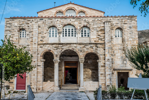 Front entrance of Panagia Ekatontapyliani church also known as the church of doors at the island of Paros in Cyclades, Greece