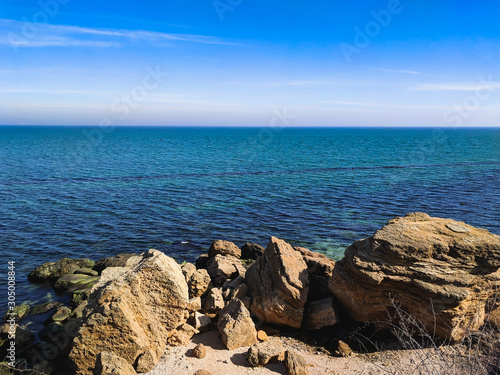 beautiful seascape without people with azure water
