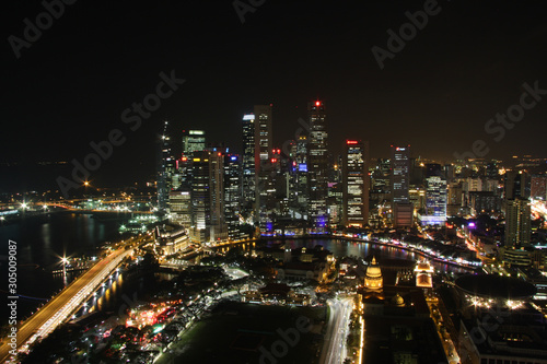 Skyline of Singapore downtown at night time
