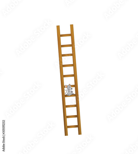 cartoon scene with farm wooden ladder on white background illustration for children
