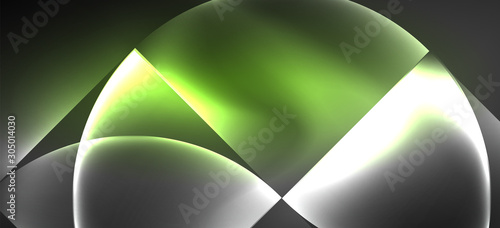 Neon glowing techno lines, hi-tech futuristic abstract background. Template with abstract shapes in dark space