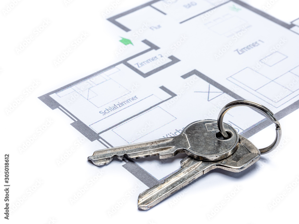 Grundriss mit Schlüsselbund einer Wohnung Vorlage Grundriss mit Schlüsselbund einer Wohnung Vorlage
