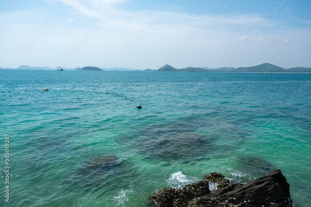 The beauty of the clear sea water on the kham island or Koh Kham, Thailand