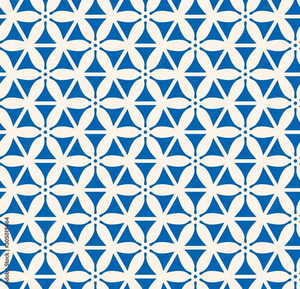 Japanese Blue Hexagon Flower Seamless Pattern Japanese Blue Hexagon Flower Seamless Pattern