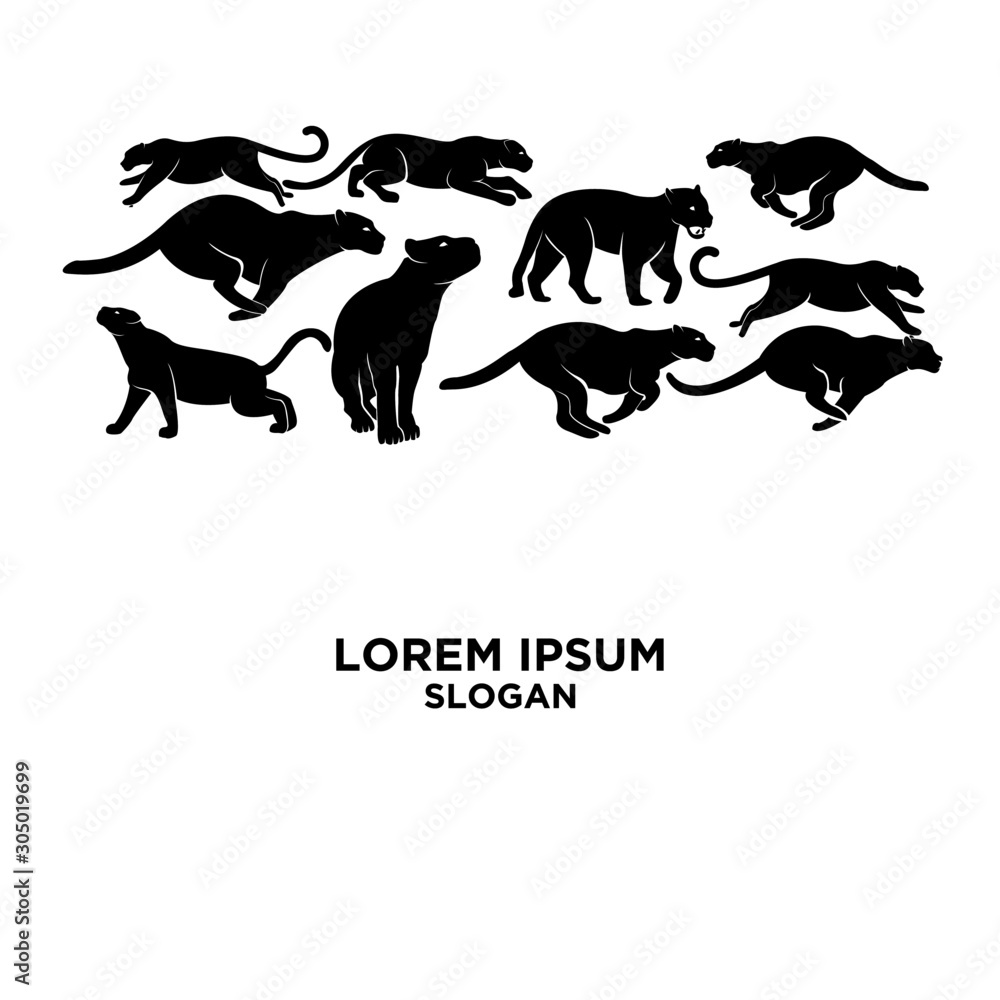 set of leopard logo icon design vector illustration