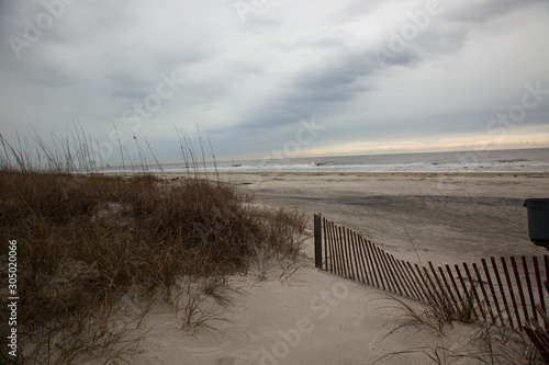 Beach with sand and sea oats