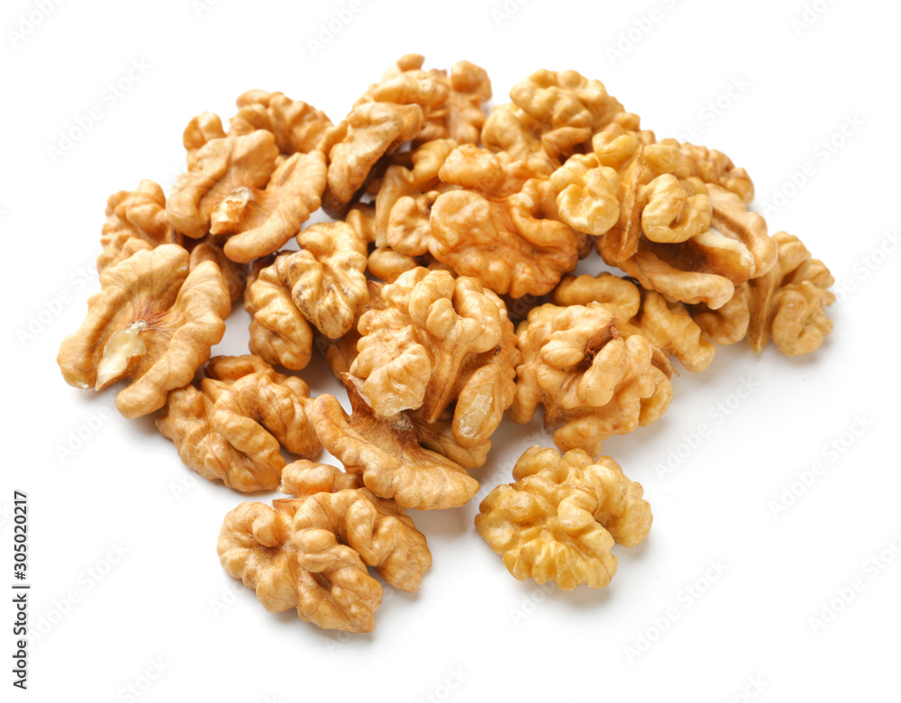 Tasty walnuts isolated on white Tasty walnuts isolated on white
