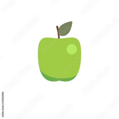 vector file of green apple . Isolated on white background. Vector illustration.