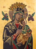 Zegiestow, Poland. 2019/8/10. Icon of the Mother of Perpetual Help. Roman Catholic Church of Saint Anne (formerly Byzantine church of Saint Michael the Archangel ).