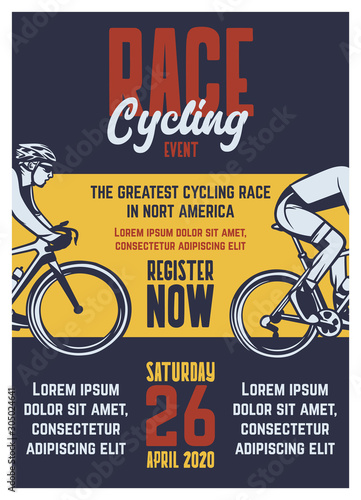Cycling race vintage retro poster brochure template