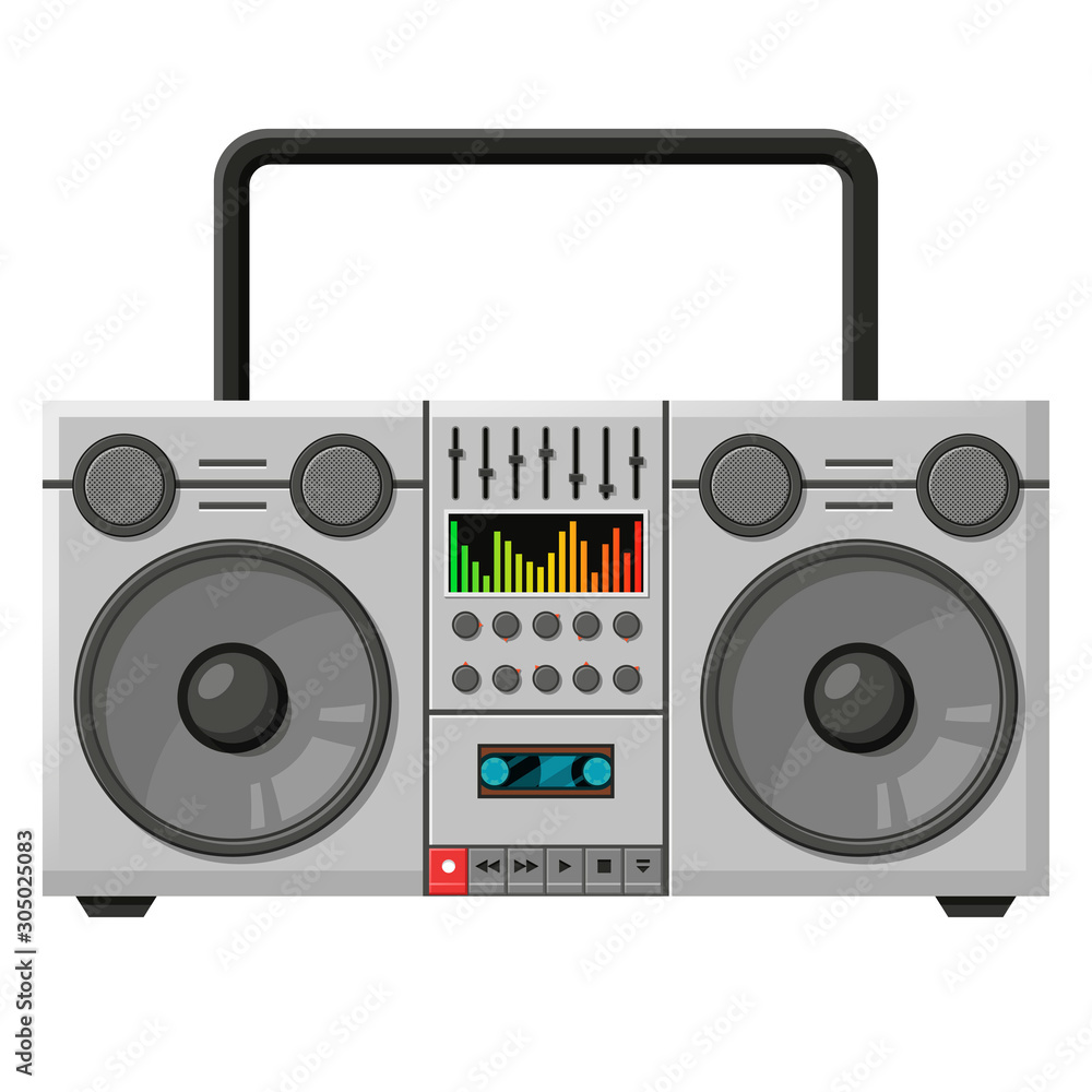 Fototapeta premium Old tape recorder device flat vector illustration