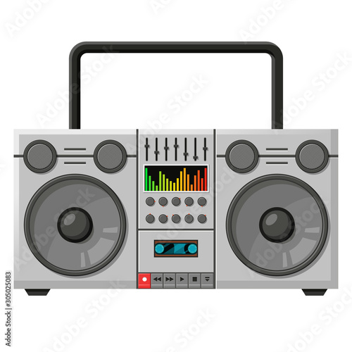 Old tape recorder device flat vector illustration