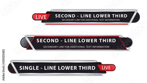 Vector  lower third or television news bar design template isolated on white background