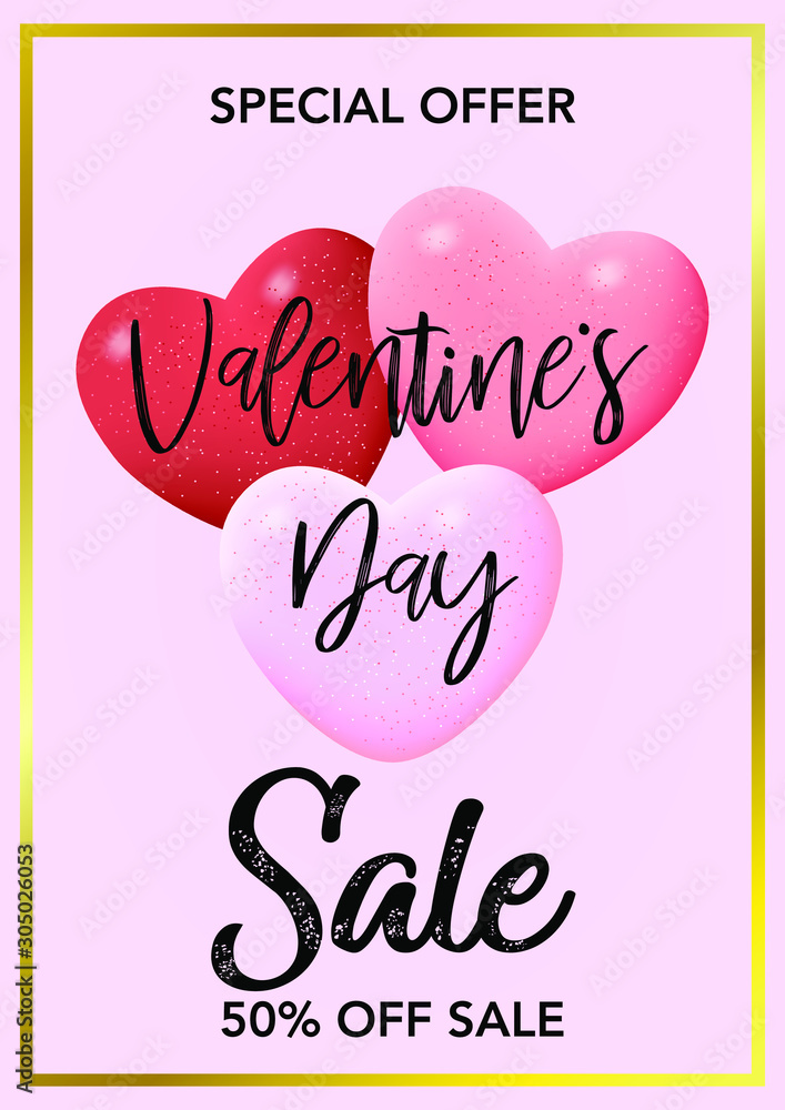 stock vector valentine's day with heart shaped balloons wallpaper, flyers, invitation, posters, brochure, banners sale template design