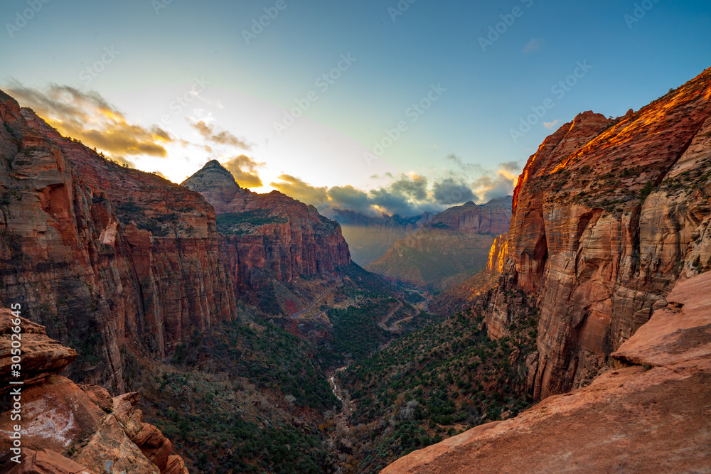 Zion Canyon Overlook at Sunset