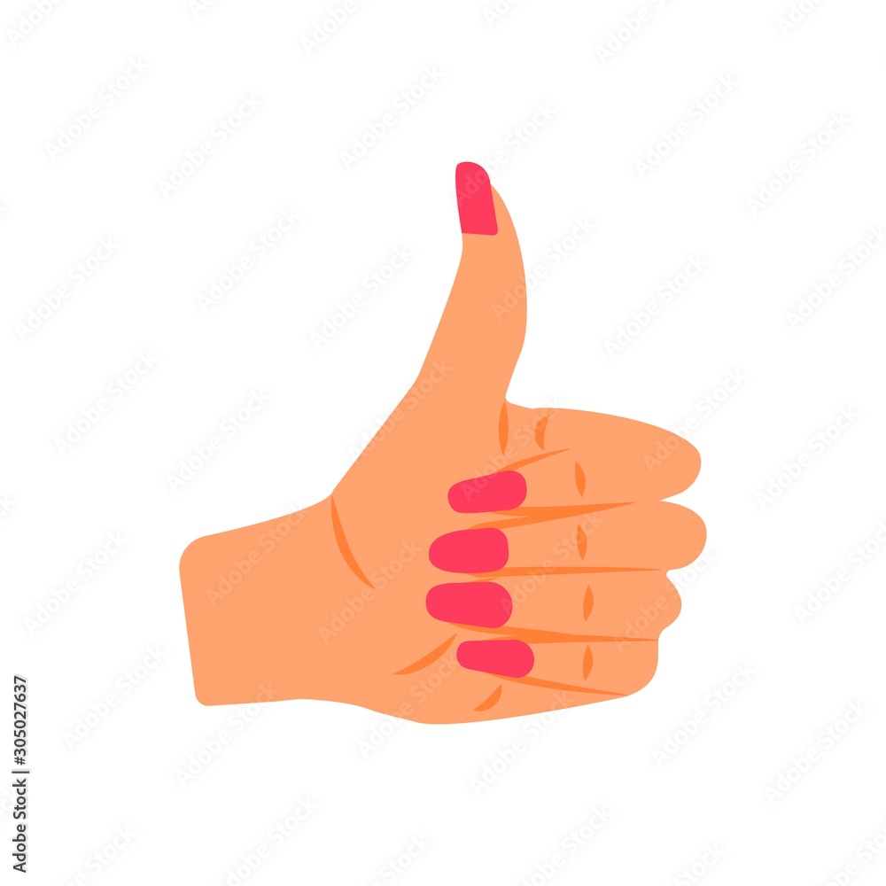 Women's hand, finger up. The fight for the right to equality. Girl power concept illustration. Icon vector
