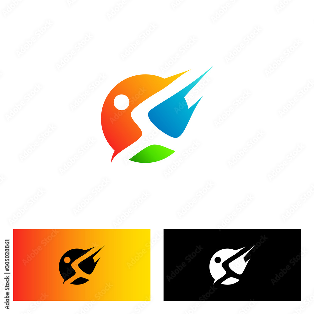 running man logo design template Stock Vector | Adobe Stock