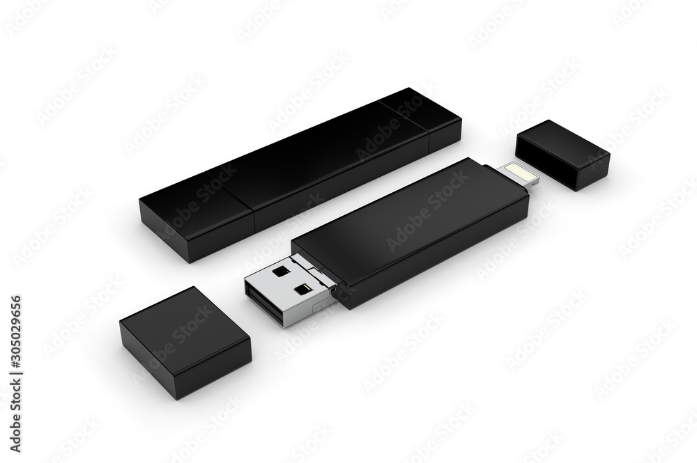 Blank Memory Stick and Flash Drive For Promotional Branding. 3d render illustration. Blank Memory Stick and Flash Drive For Promotional Branding. 3d render illustration.