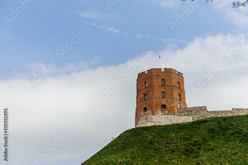 Tower Of Gediminas Gedimino In Vilnius, Lithuania. Historic Symbol Of The City Of Vilnius And Of Lithuania Itself. Upper Vilnius Castle Complex. Tourist Destination photo