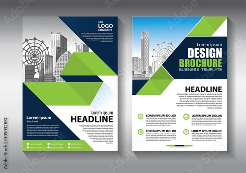 Business abstract vector template. Brochure design, cover modern layout, annual report, poster, flyer in A4 with colorful triangles, geometric shapes for tech, science, market with light background