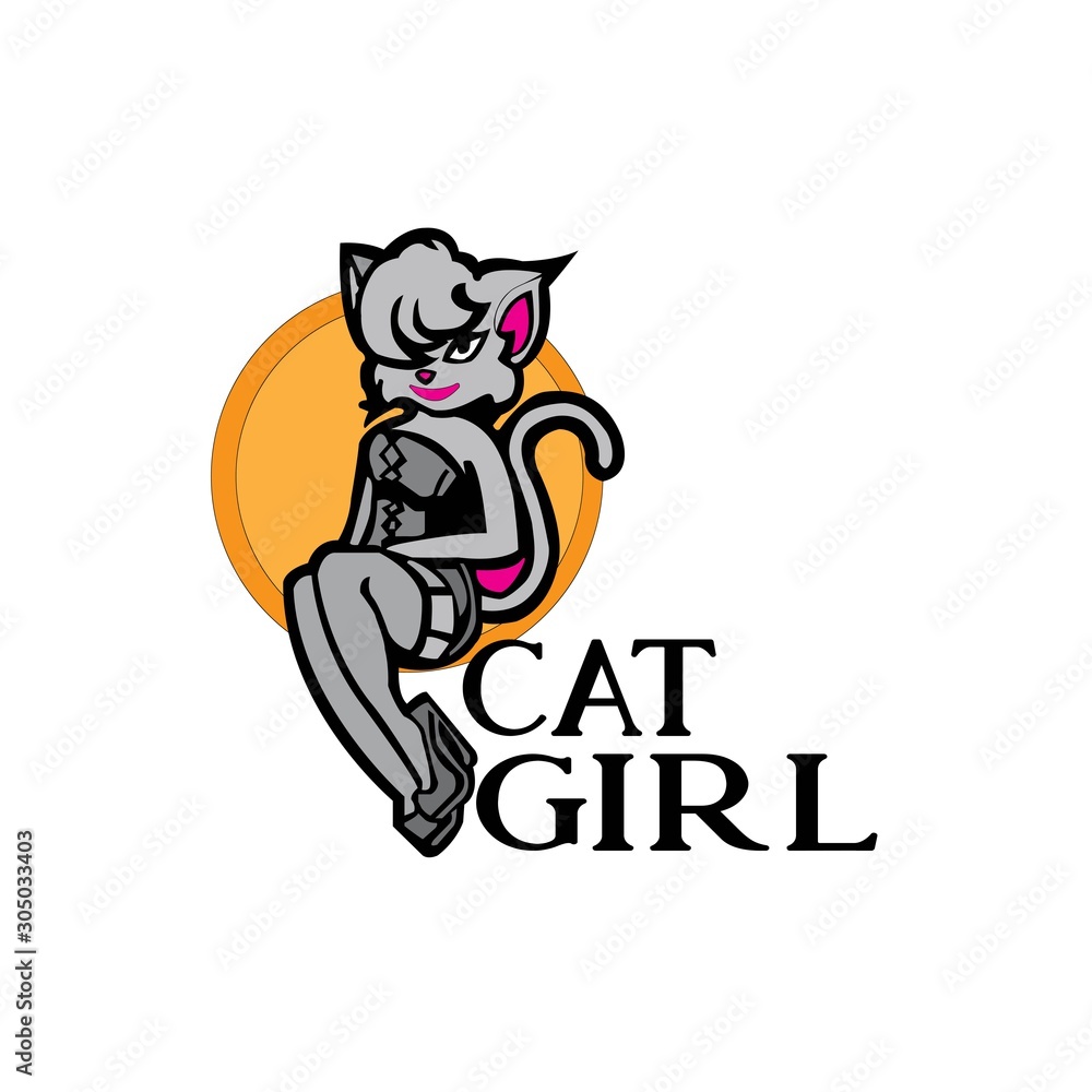 cat girl sexy custom party funny logo vector cat girl sexy custom party funny logo vector
