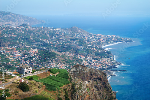 Fototapeta Naklejka Na Ścianę i Meble -  View of Cabo Girao cliff and Camara de Lobos town, Madeira island, Portugal