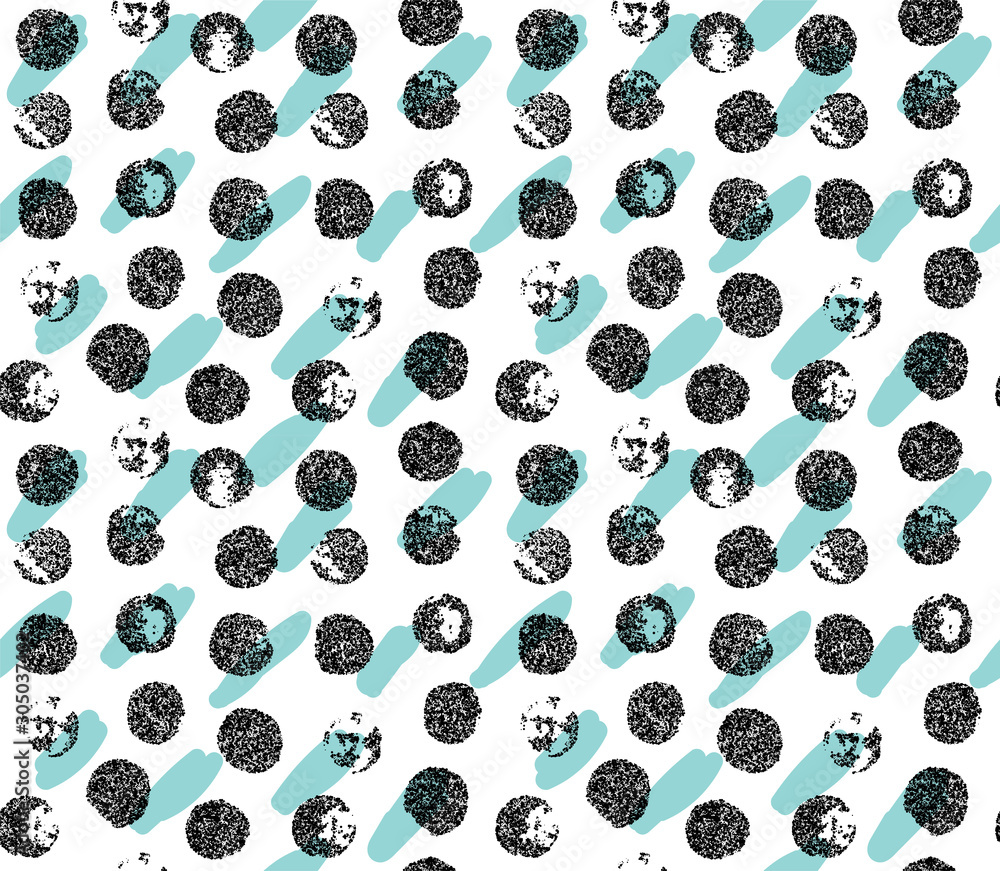 Black grunge paint circles with green blots. Seamless pattern for clothes, fabric, black friday banners Black grunge paint circles with green blots. Seamless pattern for clothes, fabric, black friday banners