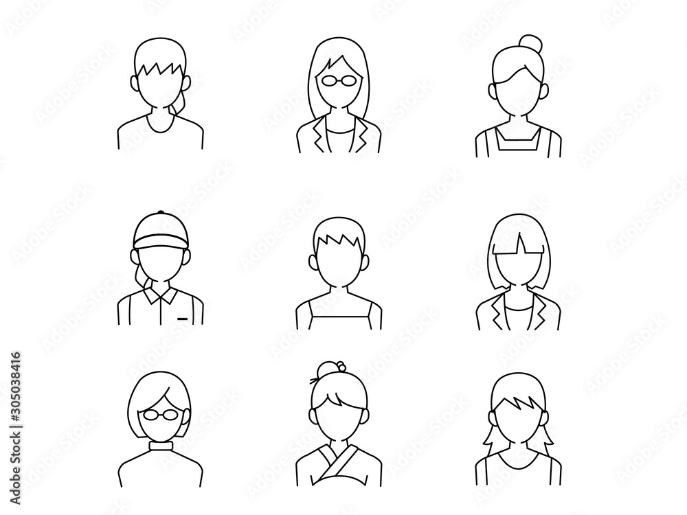 女性アイコンセット1 女性アイコンセット1