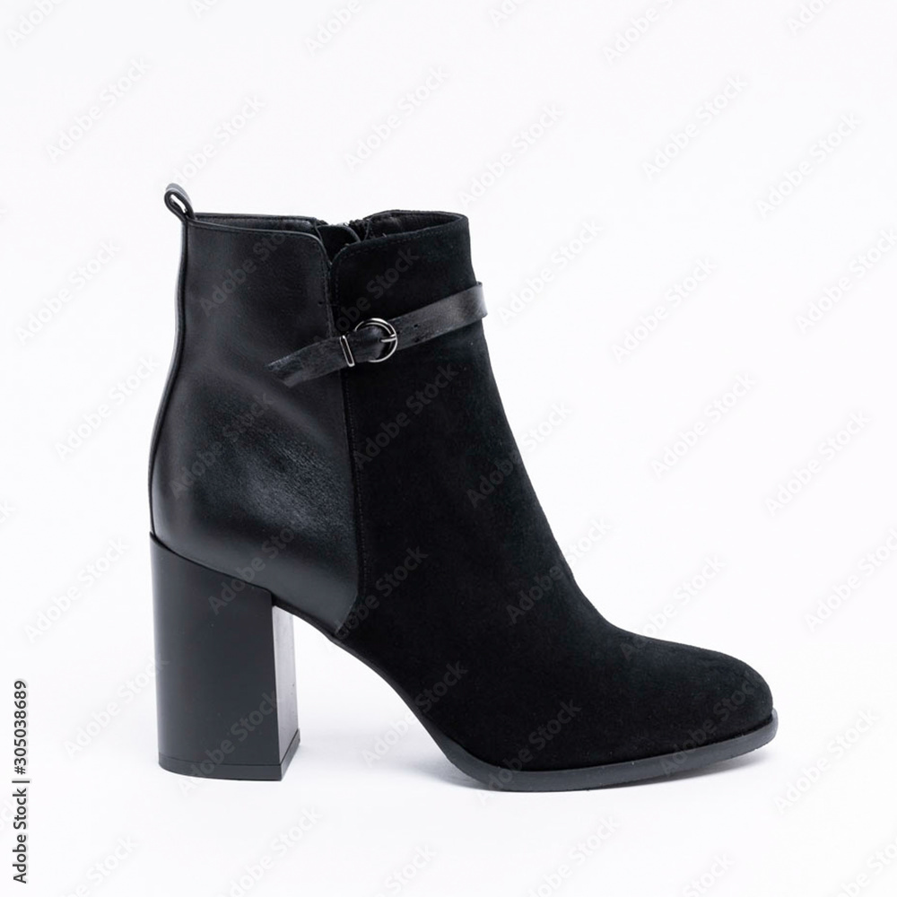 beautiful stylish womens ankle boots on a heel. On white background. Choose other angles of this boot and new models in my profile