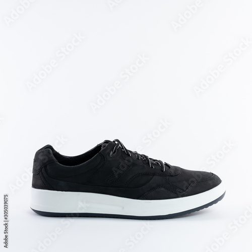 mens demi season warm low leather sneakers on a white background. See all angles and other models