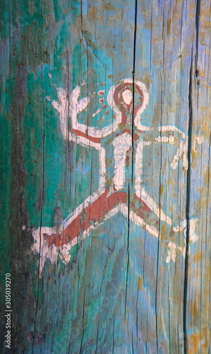 old wood with figure, abtract background