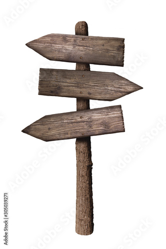Arrow Wooden Directional Sign Isolated On White Background © ArtmediaworX
