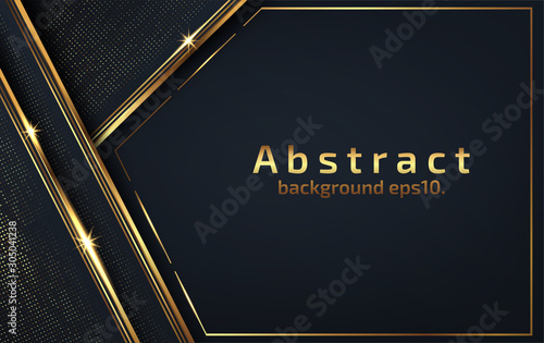 3d abstract modern  background with luxury and dark black color with line Gold Sparkles glitter and gradient decoration shapes geometric Polished vector