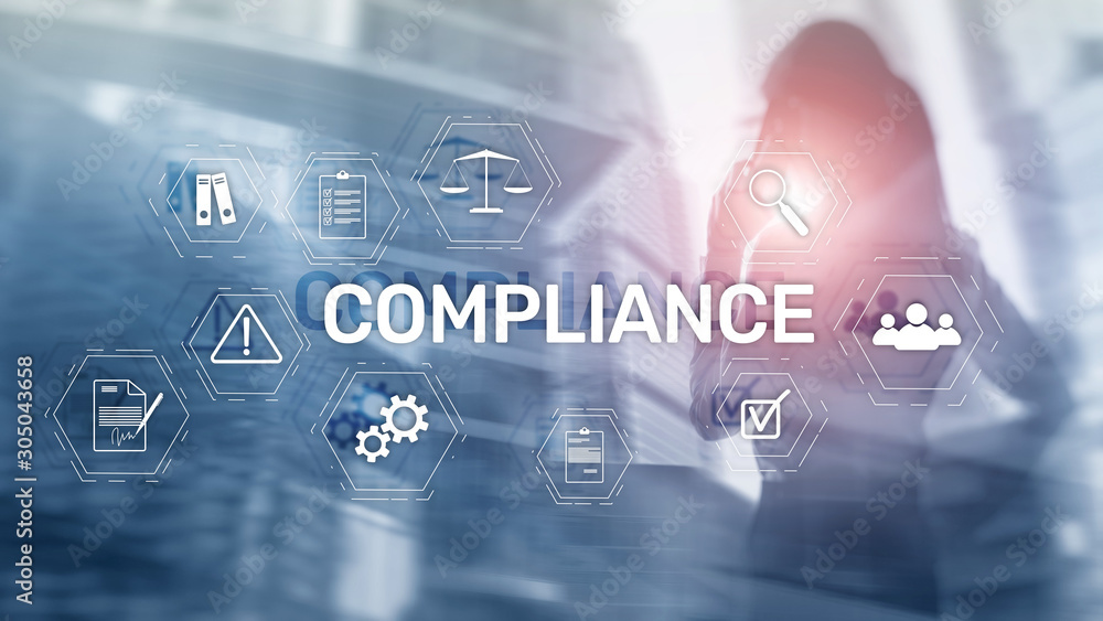 Compliance diagram with icons. Business concept on abstract background. Compliance diagram with icons. Business concept on abstract background.