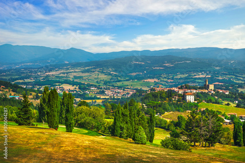 Poppi medieval village panoramic view. Casentino Arezzo, Tuscany Italy photo