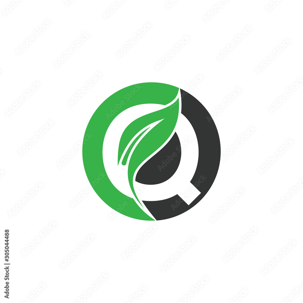 Natural Leaf Letter Q Modern Alphabet Circle Green Logo Vector. Q Letter Logo With Leaf. Agriculture letter logo. Organic Logo. Natural Leaf Letter Q Modern Alphabet Circle Green Logo Vector. Q Letter Logo With Leaf. Agriculture letter logo. Organic Logo.