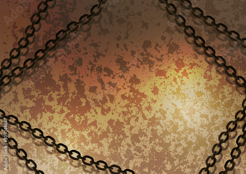Abstract steel chain on a background with a texture. Trendy design cover template.