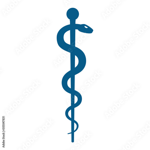Medical symbol - Staff of Asclepius or Caduceus icon isolated on white background photo