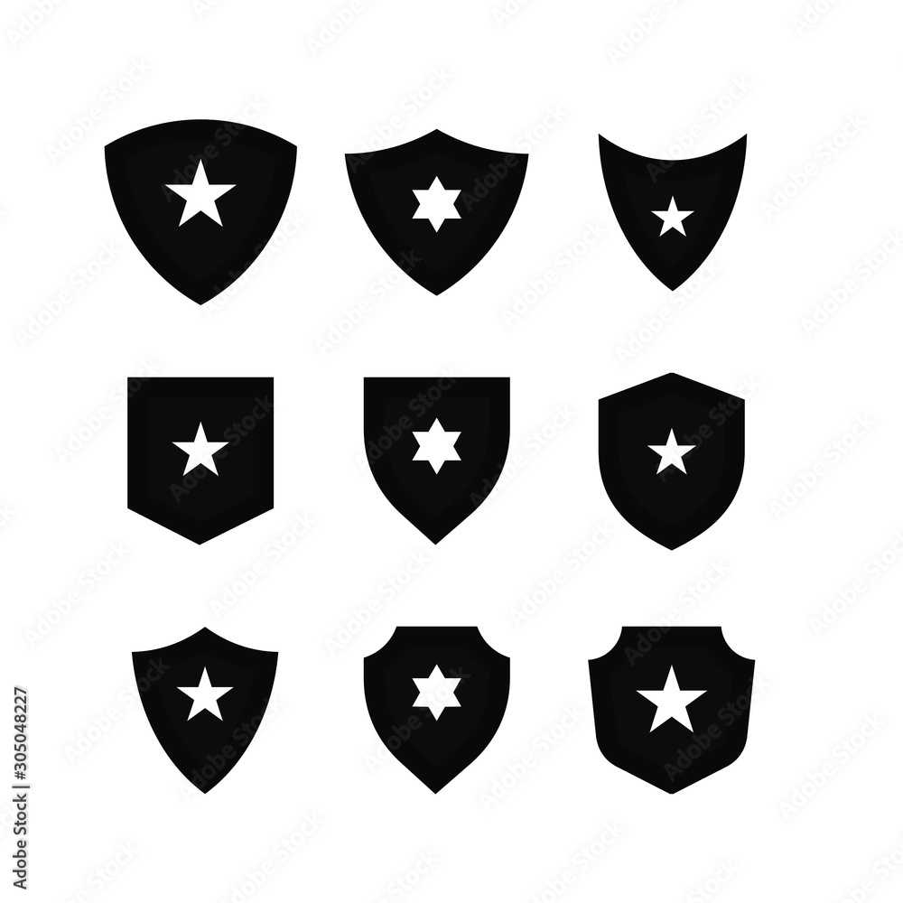 Set of shield star logo icon design vector illustration Set of shield star logo icon design vector illustration
