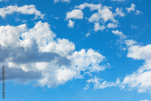 blue sky with clouds on a sunny april day. dynamic formations in windy weather