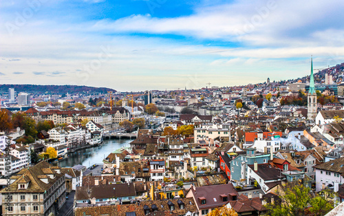 Aerial view of Zurich, Switzerland.