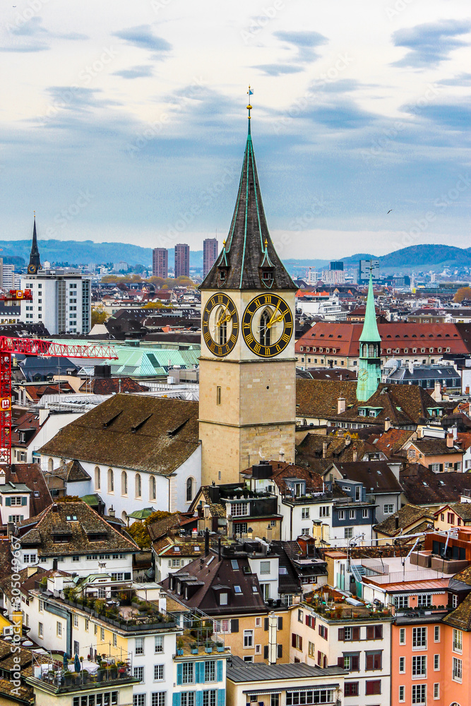 St. Peter church tower Zurich, Switzerland.