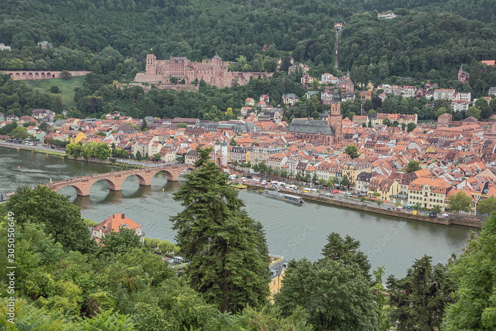 View of the old city of Heidelberg seen from the Philosoph's path