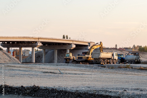 closer look at construction site while building a highway