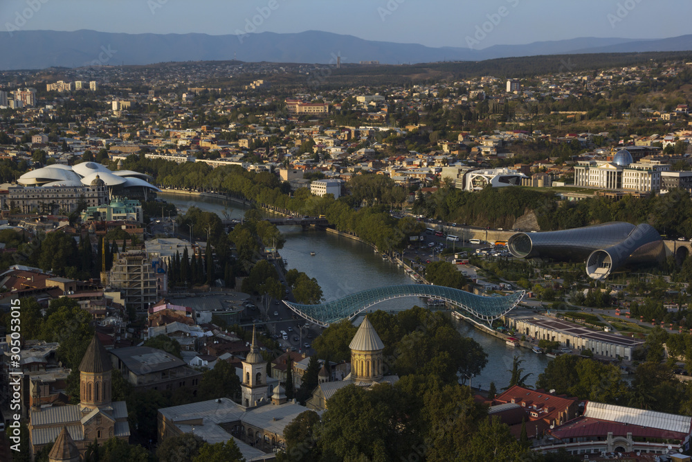 Panoramic view of the center of Tbilisi, October 2019, Georgia