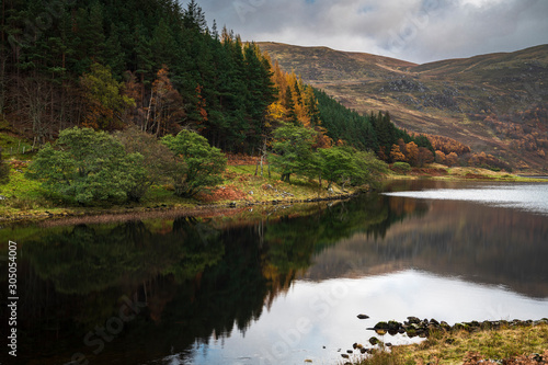 An autumnal HDR image of Loch Killin in the Monadhliath Mountains, Highlands, Scotland.
