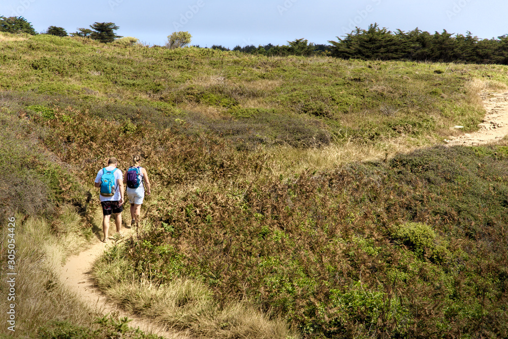 Couple walking in nature