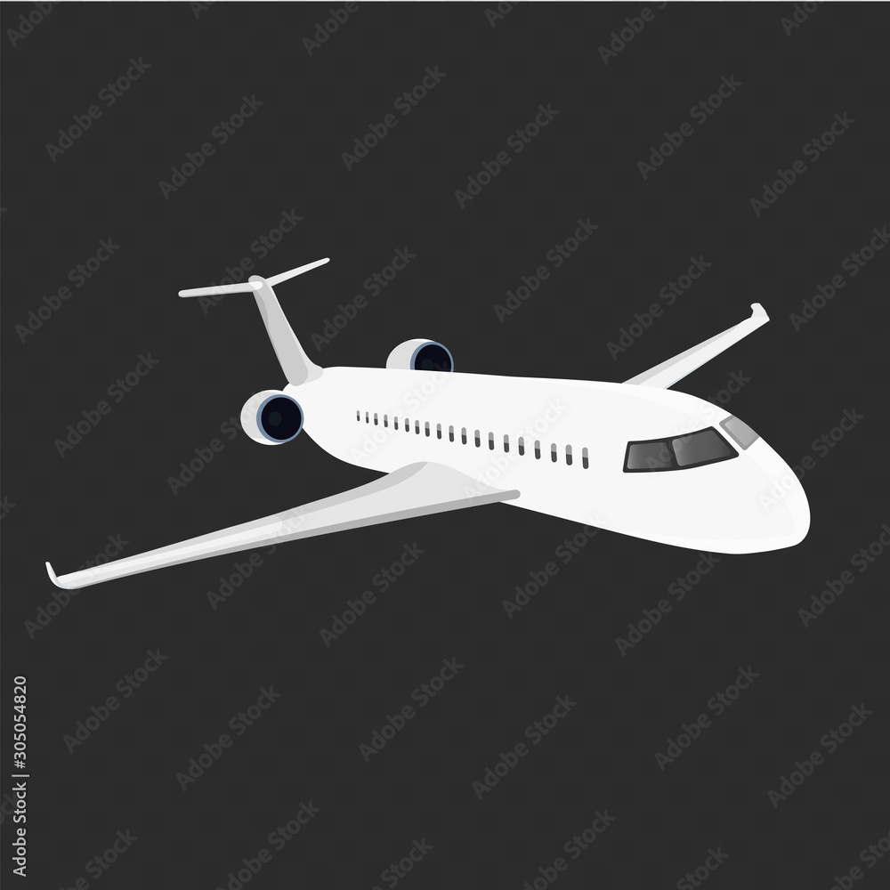 Airplane in flight. Vector illustration of a flying airplane. Detail for your design travel and business concepts. Airplane in flight. Vector illustration of a flying airplane. Detail for your design travel and business concepts.